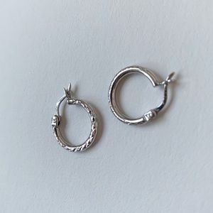 Textured Silver Hoop Earrings
